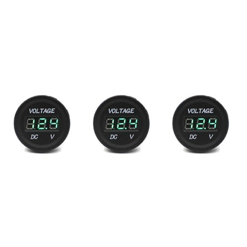 3X Car Motorcycle Waterproof LED Digital Display Voltmeter 12V-24V  (Green) 1