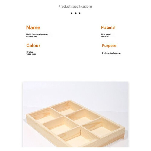 Desktop Wooden Storage Rectangular 3 Grid Box Office and Kindergarten Stationery Storage Grid Multi-Grid Square 3 Grids 1
