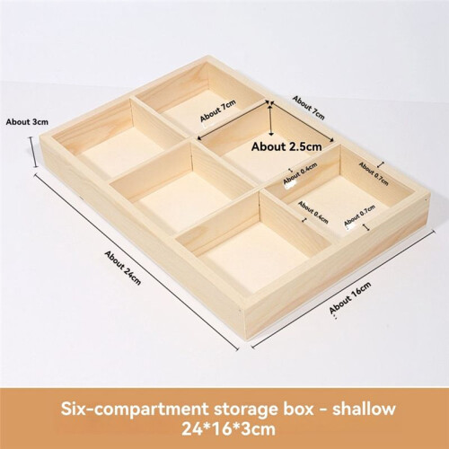 Desktop Wooden Storage Rectangular 3 Grid Box Office and Kindergarten Stationery Storage Grid Multi-Grid Square 3 Grids 2
