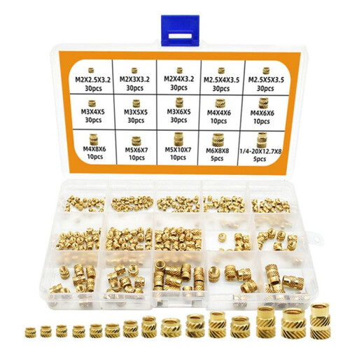 300Pcs M2 M3 M4 M5 M6 Female Thread Knurled Nuts Brass Threaded Insert Embedment Nuts, Threaded for Injection Molding 1