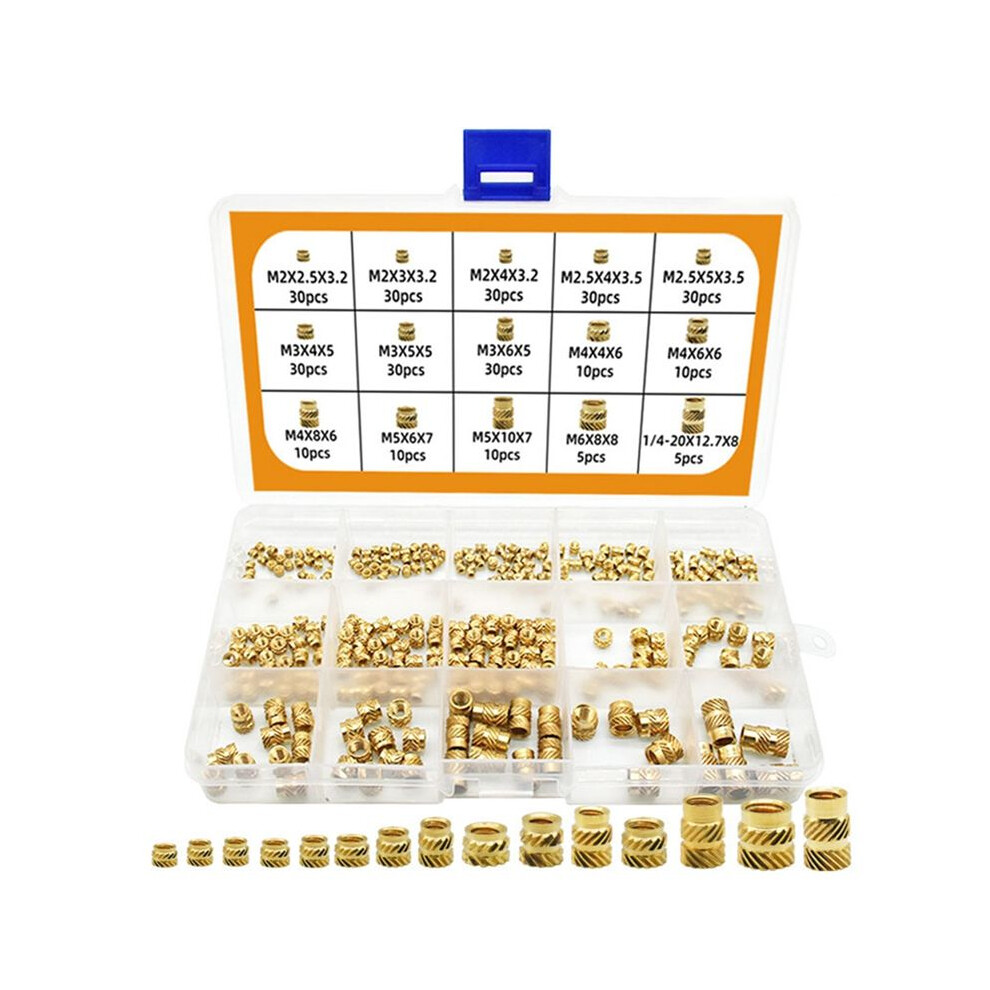 300Pcs M2 M3 M4 M5 M6 Female Thread Knurled Nuts Brass Threaded Insert Embedment Nuts, Threaded For Injection Molding 4713594947052