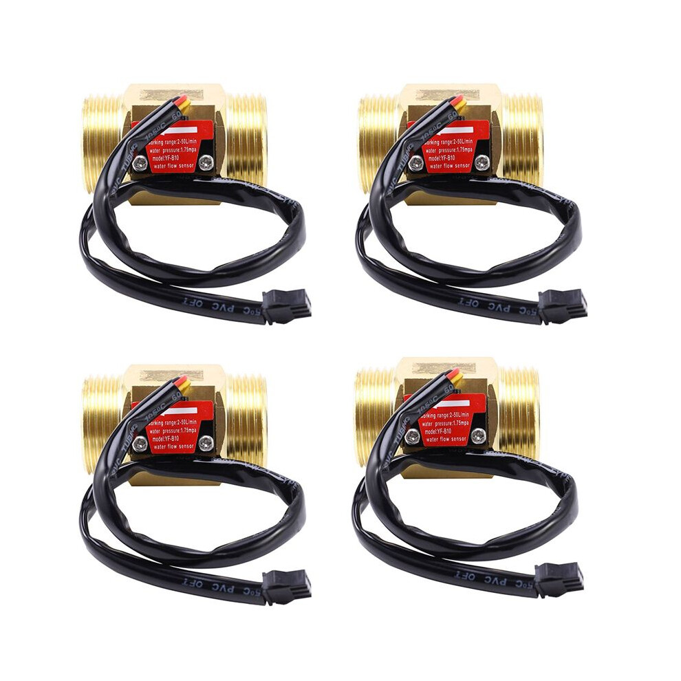 4X B10 Dn25 1Inch Water Hall Effect Turbine Flow Sensor Meter Turbine Flowmeter 2-50L/Minï¼Brassï¼ 6033556426059