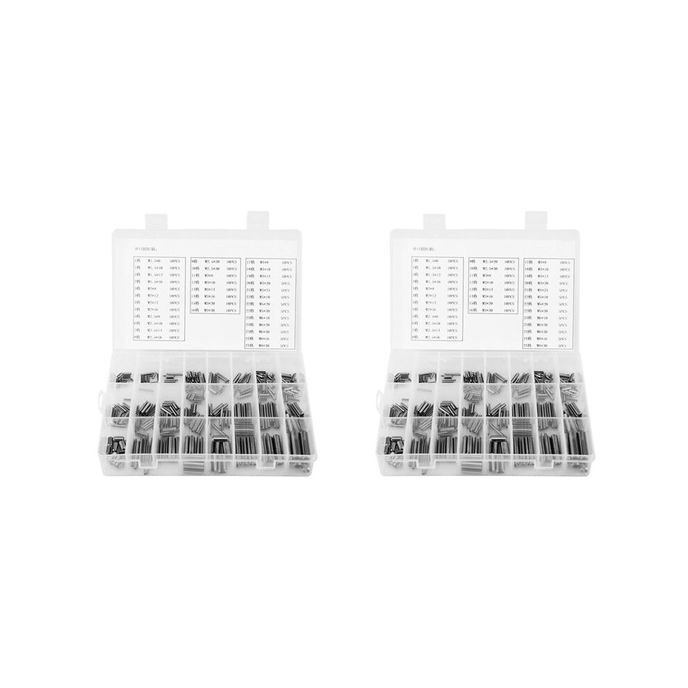 560Pcs Stainless Steel Spring Pin Tension Elastic Cylindrical Cotter Pins Set M1.5 M2 M2.5 M3 M4 M5 M6 M8 Dowel 4711352718326