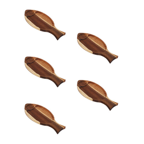 5Pcs Wooden Fish Shaped Serving Plates Versatile Rustic Tapas Tray 2