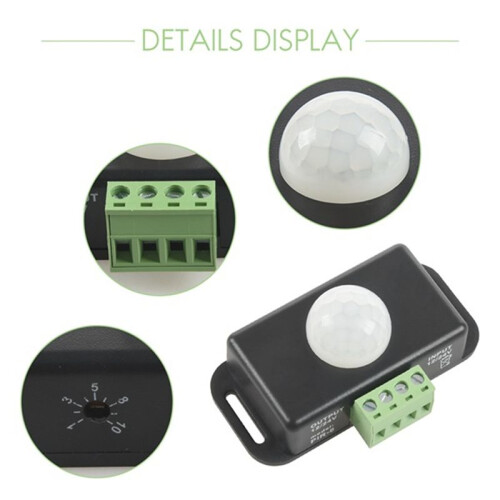 5Pcs  12 24V 8A Automatic Adjustable PIR Motion Sensor  IR Infrared Detector Light  Module for LED Strip 2