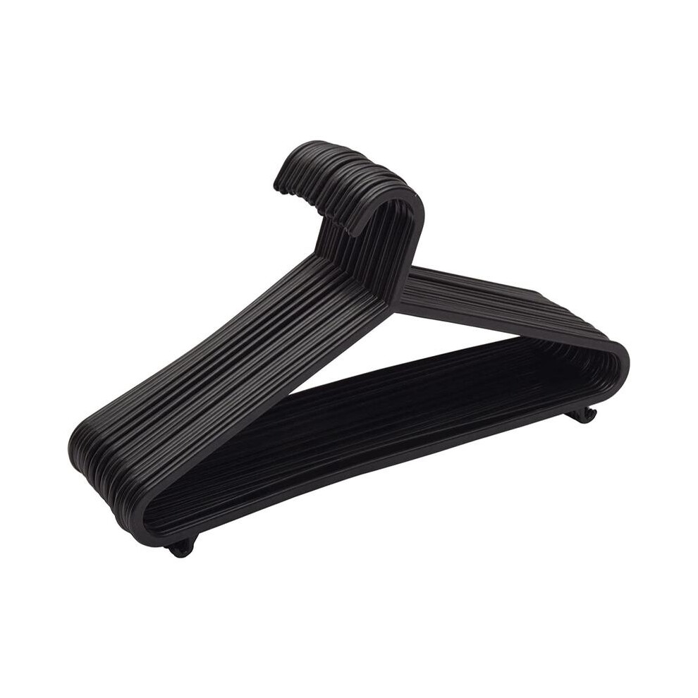 (Pack Of 50) 100 Plastic Hangers - Premium Space Saving Clothes Hangers For Children- Smooth Design, Durable Black