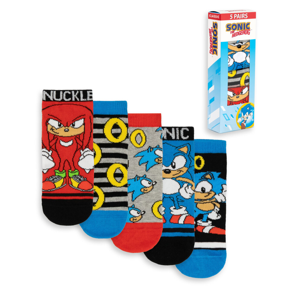 Sonic The Hedgehog (12.5-3.5 Uk Child) Calf Socks Set Of 5 (Boys ) Blue