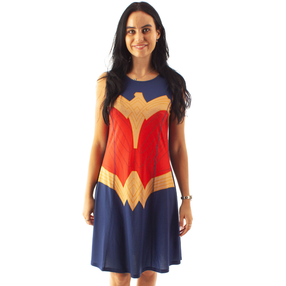 Dc Comics (X-Large) Sleeveless Skater Dress (Womens Blue)