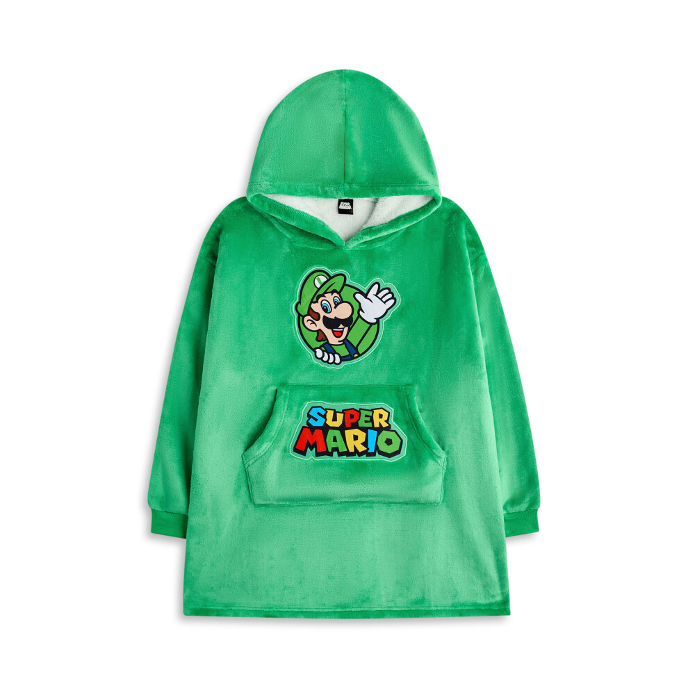 Nintendo (9-13 Years) Super Mario Blanket Hoodie (Boys Green)