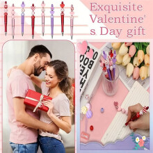 6Pcs Valentine'S Day Beadable Pens Gift DIY Ballpoint Pens Office Birthday Gifts Ballpoint Pens Gel Pens