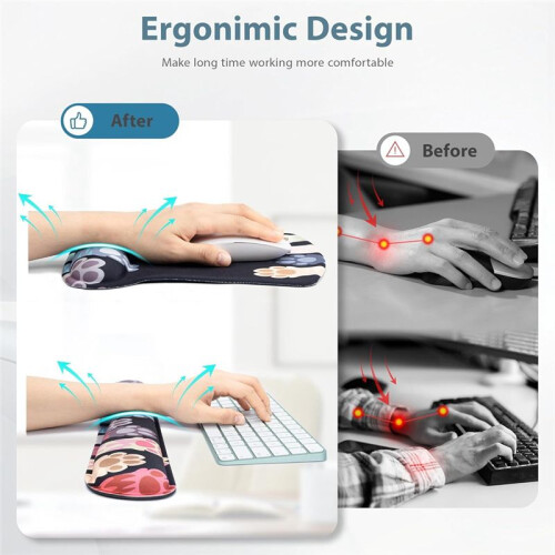 3 in 1 Mouse Pad Sets with Keyboard Wrist Rest Support, Memory Foam Keyboard Set Mousepad with Wrist Rest 1