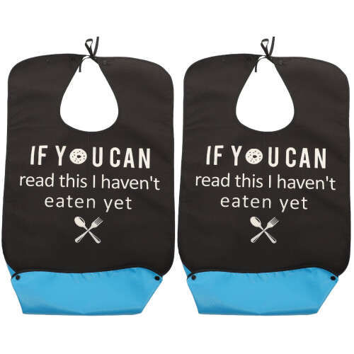 2Pcs Folding Black Adult Bibs Soft Polyester Elderly Dinner Protector 1