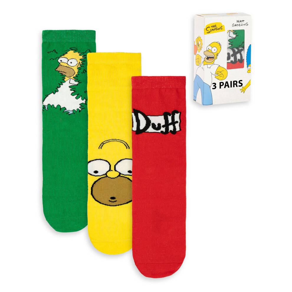 The Simpsons Calf Socks Set Of 3 (Mens Multicoloured)