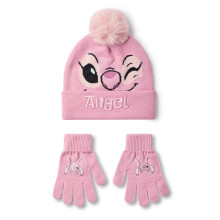 Disney Lilo & Stitch Beanie and Gloves Set (Girls Pink)