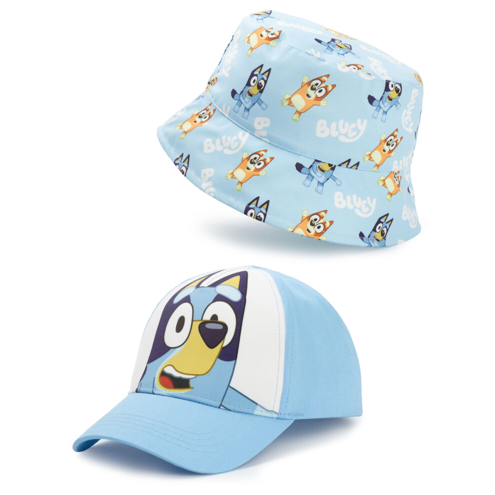 Bluey Bucket Hat & Cap Set (Unisex Kids Blue)