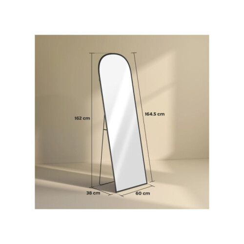 165cm Aluminium Frame Standing Mirror - Black 2