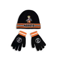 Naruto Beanie and Gloves Set (Boys Black)