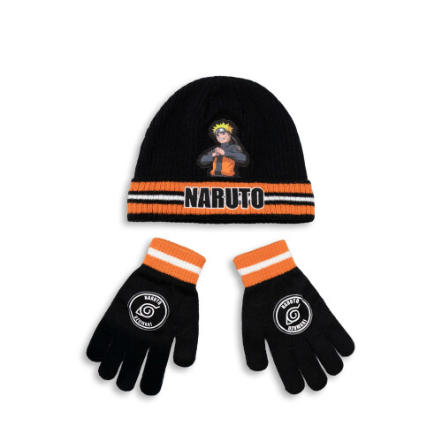 Naruto Beanie and Gloves Set (Boys Black)