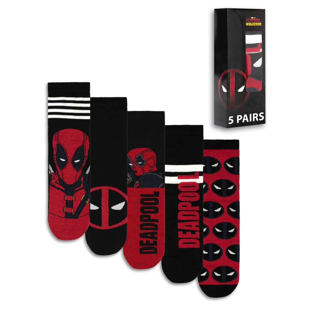 Marvel Calf Socks Set Of 5 (Mens Black)
