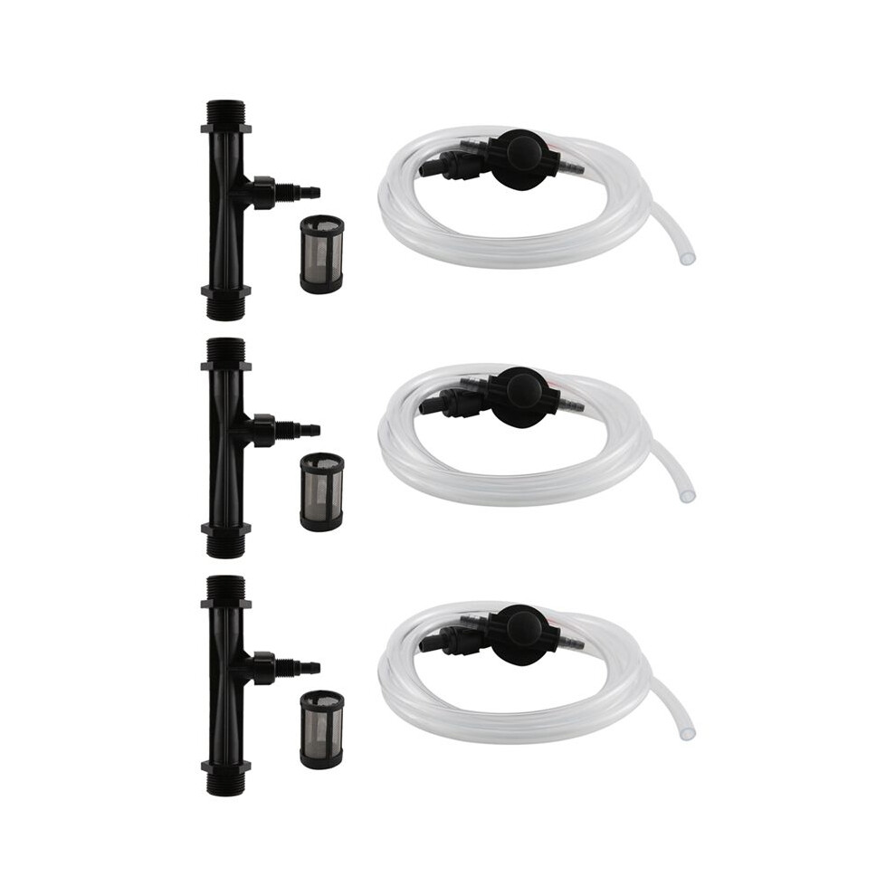 3X 3/4 Garden Irrigation Device Venturi Fertilizer Injector Water Tube Kit 6031250329737