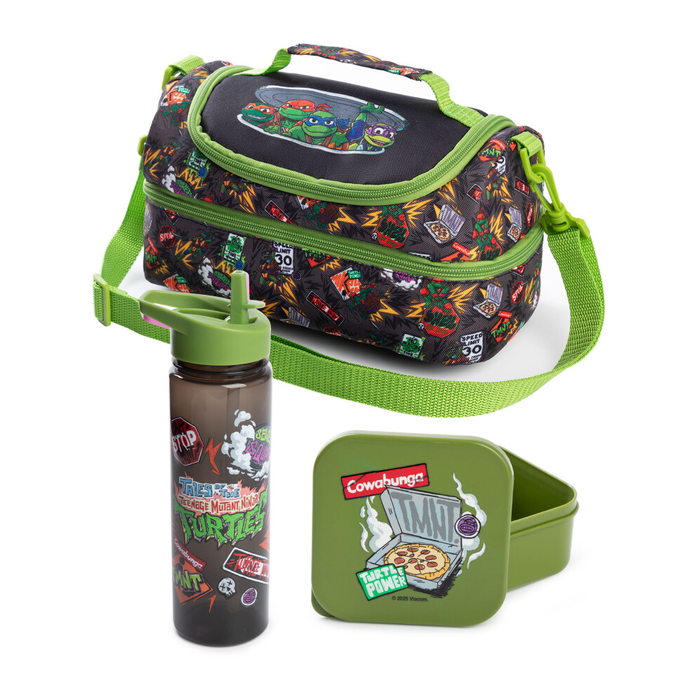 Teenage Mutant Ninja Turtles Lunch Bag, Lunch Box And Bottle Set (Boys Green)