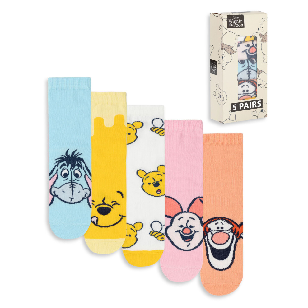 Disney Winnie The Pooh Calf Socks Set Of 5 (Womens Multicoloured)