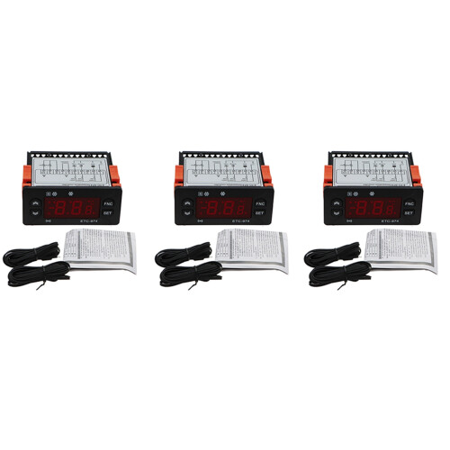 3X ETC-974 Digital Temperature Controller Microcomputer Thermostats Thermostat Refrigeration Alarm 220V NTC Sensor 1