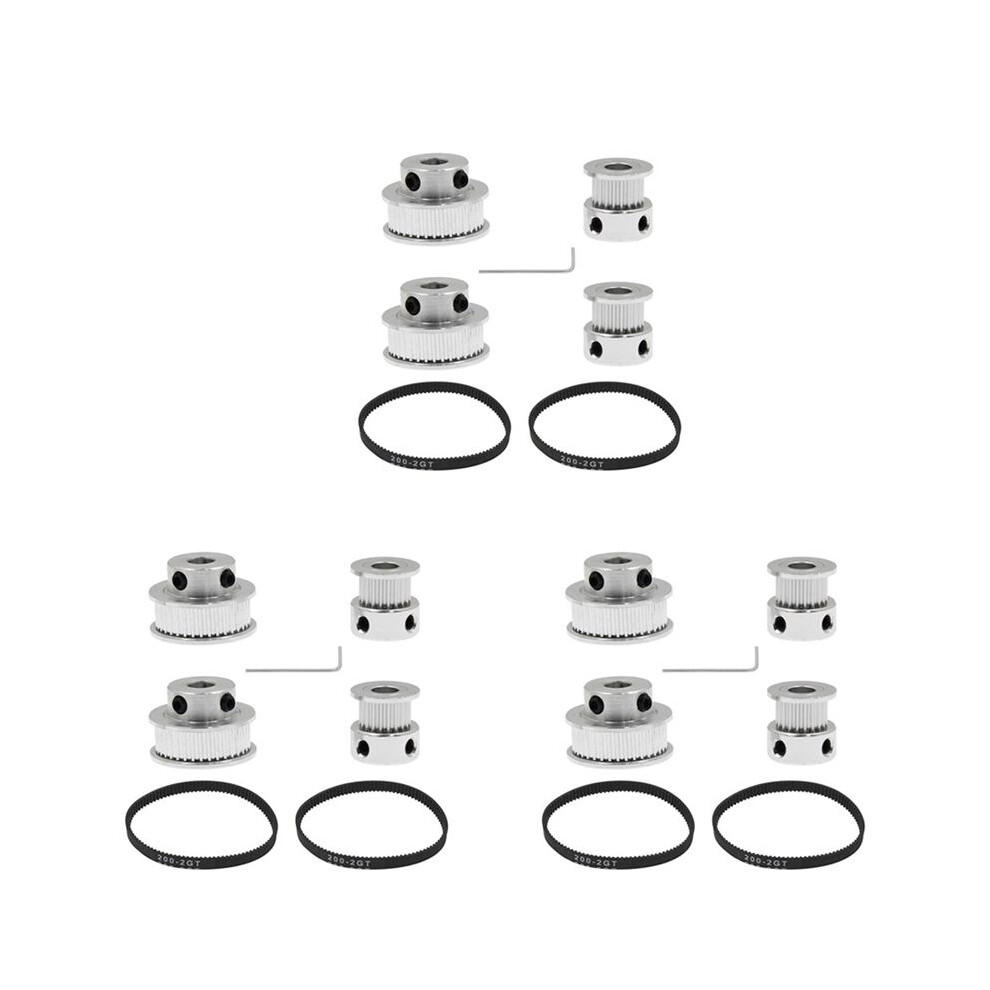 6 Sets Gt2 Timing Belt Idler Pulley Aluminum Synchronous Wheel Kit For 3D Printer Cnc Mechanical Drive 4713858180904
