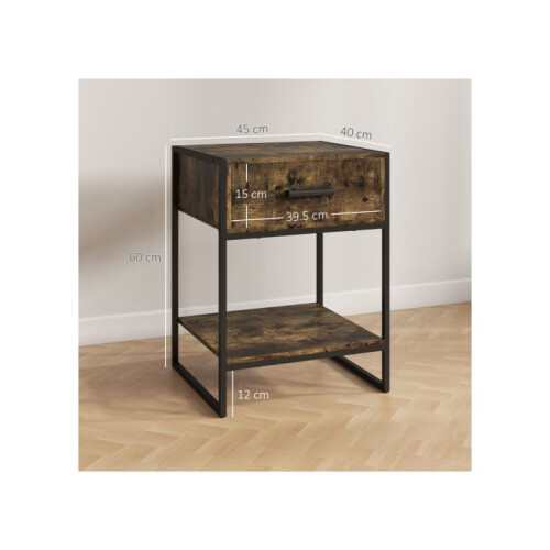 Modern Bedside Table - Rustic Brown 1