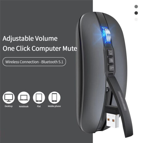 Wireless  Mouse 2.4G Wireless Office Mouse Tablet PC Notebook Dual Mode USB Charging Mouse for Laptop White 2