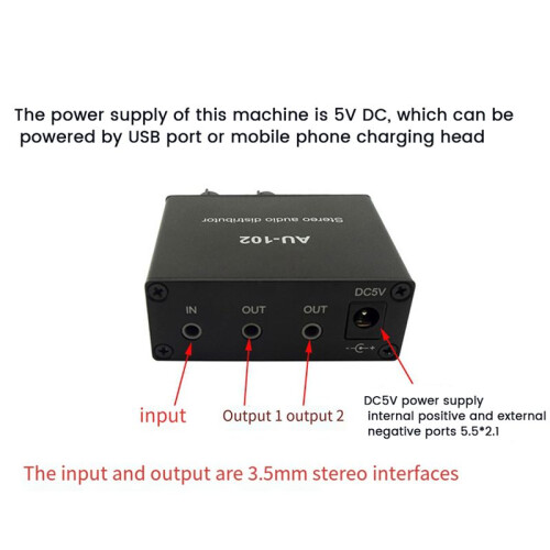 Audio Distributor Stereo Audio Mixer 1 Input 2 Output Multi-Channel RCA Splitter for Power Amplifier Active Audio 2
