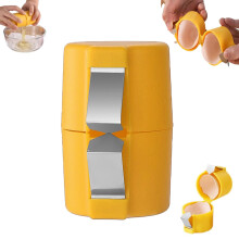 Egg Cracker Tool with NonSlip Base for Hard Boiled and Raw Eggs, Stainless Steel Shell Opener Yellow