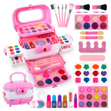 Girls Kids Makeup Set with Travel Case | Washable Play Cosmetic Kit for Ages 3+
