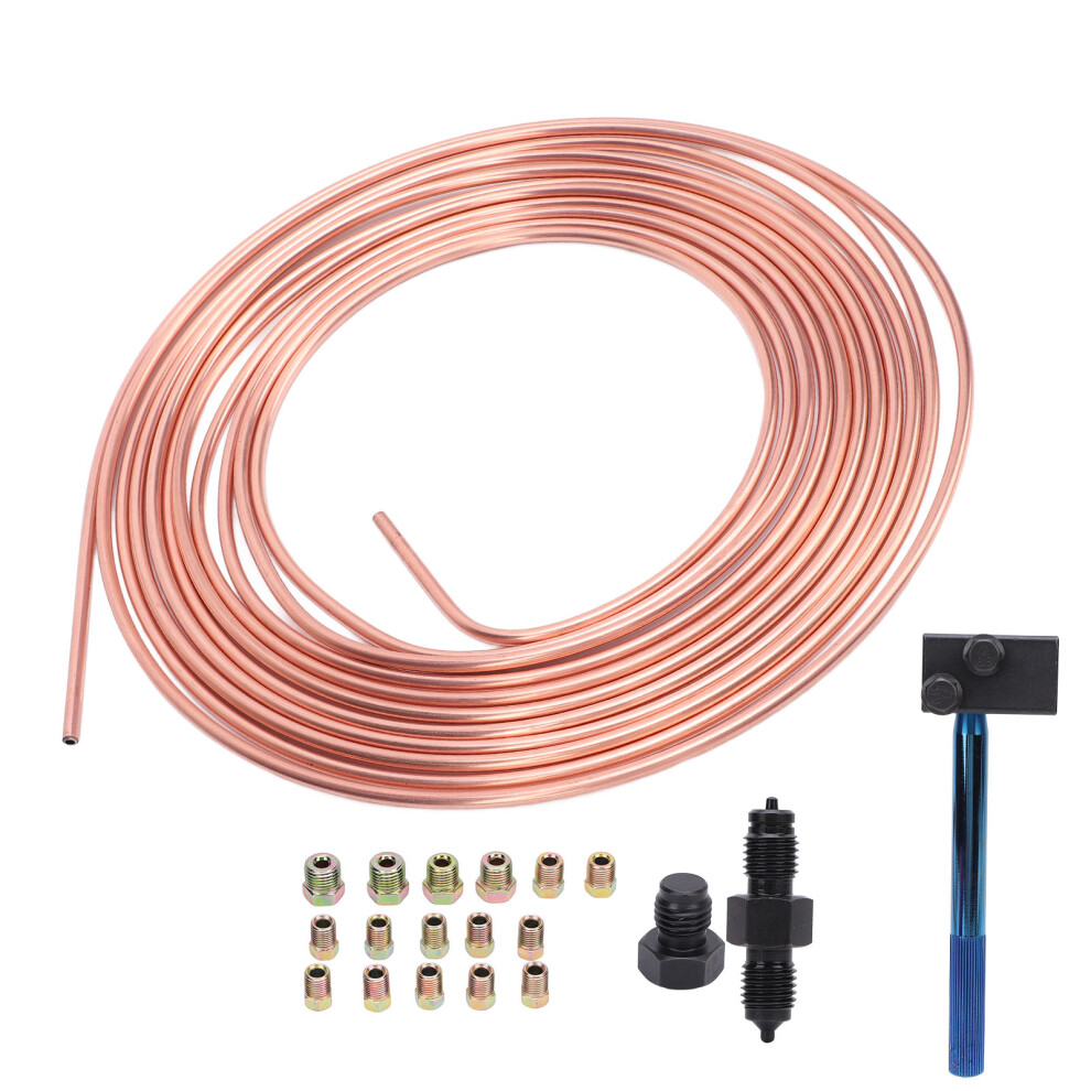 3/16In X 25Ft Brake Line Repair Kit With Double Flaring Tool For Vehicles 8781384896015