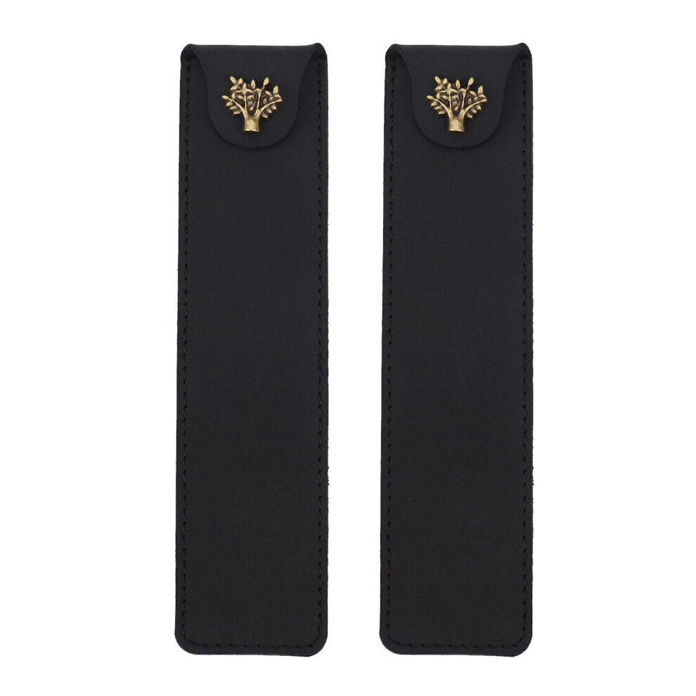 2X Genuine Leather Pen Pouch Holder Single Pencil Bag Pen Case With Snap Button For Rollerball Fountain Ballpoint Pen Typecat