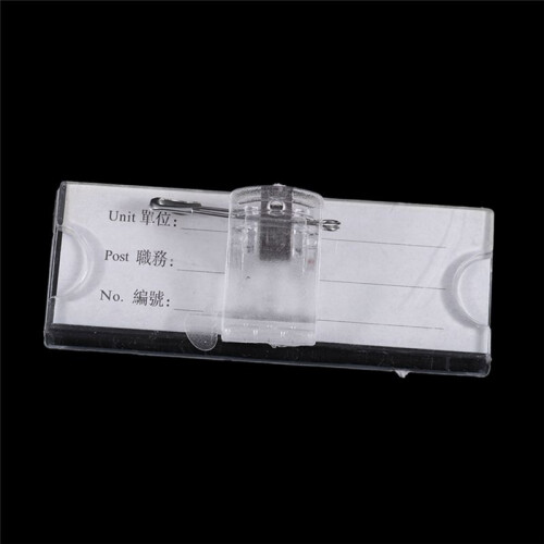 3X Safetypin Clear Hard Plastic Name Tag Clip Holder 3 Pcs