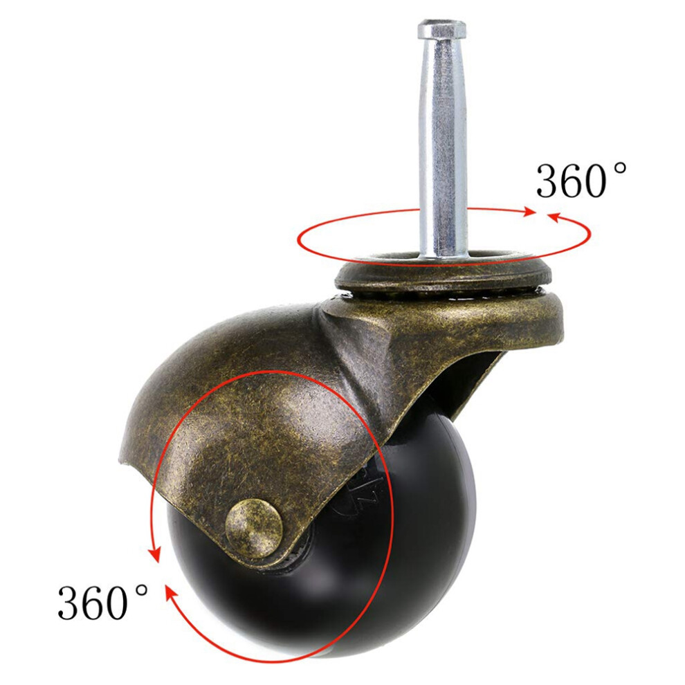 8 Pack 2 Inch Caster Stem Caster Wheel With Sockets,Vintage Antique Swivel Caster For Furniture,Sofa,Chair,Cabinet 4712358135384