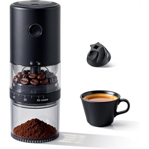 Portable Electric Burr Coffee Grinder,Grind While Charging,Visual Bean Hopper,38 External Grind Settings,for Travel 1