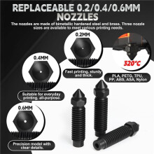 3Pack Hotend Kit for Centauri Carbon,3D Printer Hot End with 0.2/0.4/0.6mm Hardened Steel Nozzle Print