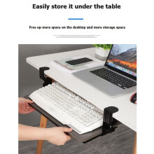 2 Pcs No-Drill Adjustable Keyboard Tray Sliding Rails for Computer Desk/Office Desk Silent Weight-Bearing Design
