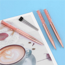 Stylo En or Rose Point de Boule de Cristal de Bling Stylo D'Encre Noire Stylo avec 30 Recharges Supplementaires (Paquet de 30 or Rose)