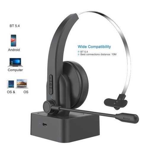 Fone de Ouvido Sem Fio de Modo Duplo 2.4G e  com Microfone, Cancelamento de Ruído e Ideal para Chamadas em PCs e Laptops. 1