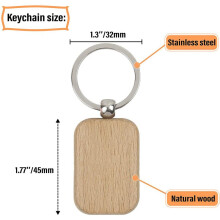 360Pcs Blank Rounded Rectangle Wooden Keychain Diy Wooden Keychain Key Tag Can Be Engraved Diy Gift