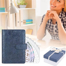 2X Raccoglitore Economico con Buste con Cerniera,Busta per Contanti Salva-Denaro con 8 Tasche Trasparenti, Raccoglitore A 6 Anelli con 4 Etichette