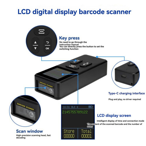 2D Imaging  Barcode Scanner Portable Wireless Barcode Scanner Barcode Scanner 2D Express Logistics Warehousing 2