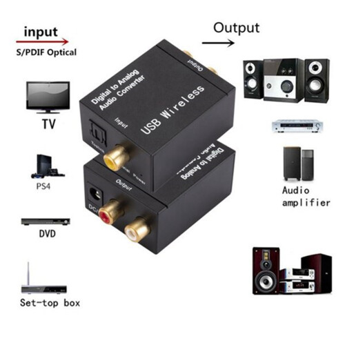 Digital to Analog Audio Converter Support  Optical Fiber Coaxial to RCA R/L Audio Decoder SPDIF DAC EU Plug 1