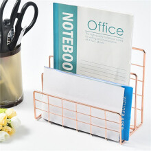 3X Bookshelf Office Desktop Rose Gold Metal Book Block Three Layer Desktop Magazine Shelf Book Holder
