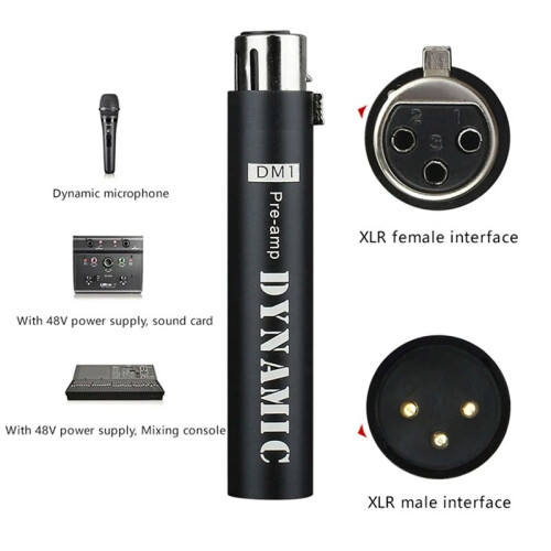 Replace for DM1 Dynamic Microphone Preamplifier 28DB Gain Amplifier for Dynamic and Passive Ribbon Microphones,Red 2