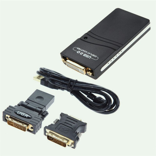 External Graphic Video Adapter USB 2.0 to DVI/VGA/-Compatible Multiple Monitors Display Extend/Mirror for Windows 2
