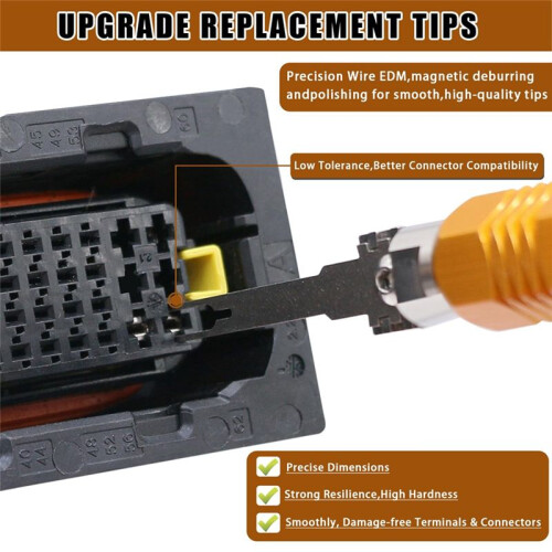 Electrical Pin Removal Tool Kit,Double Tip Replacement Terminal Removal Tool,Suitable for AMP,Metri Pack, Connector 2